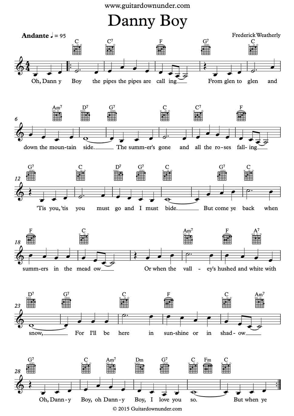 guitar chords for danny boy