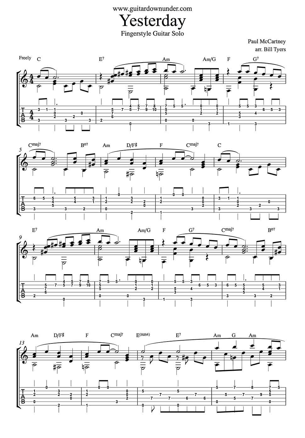 Beatles Yesterday Guitar Chords