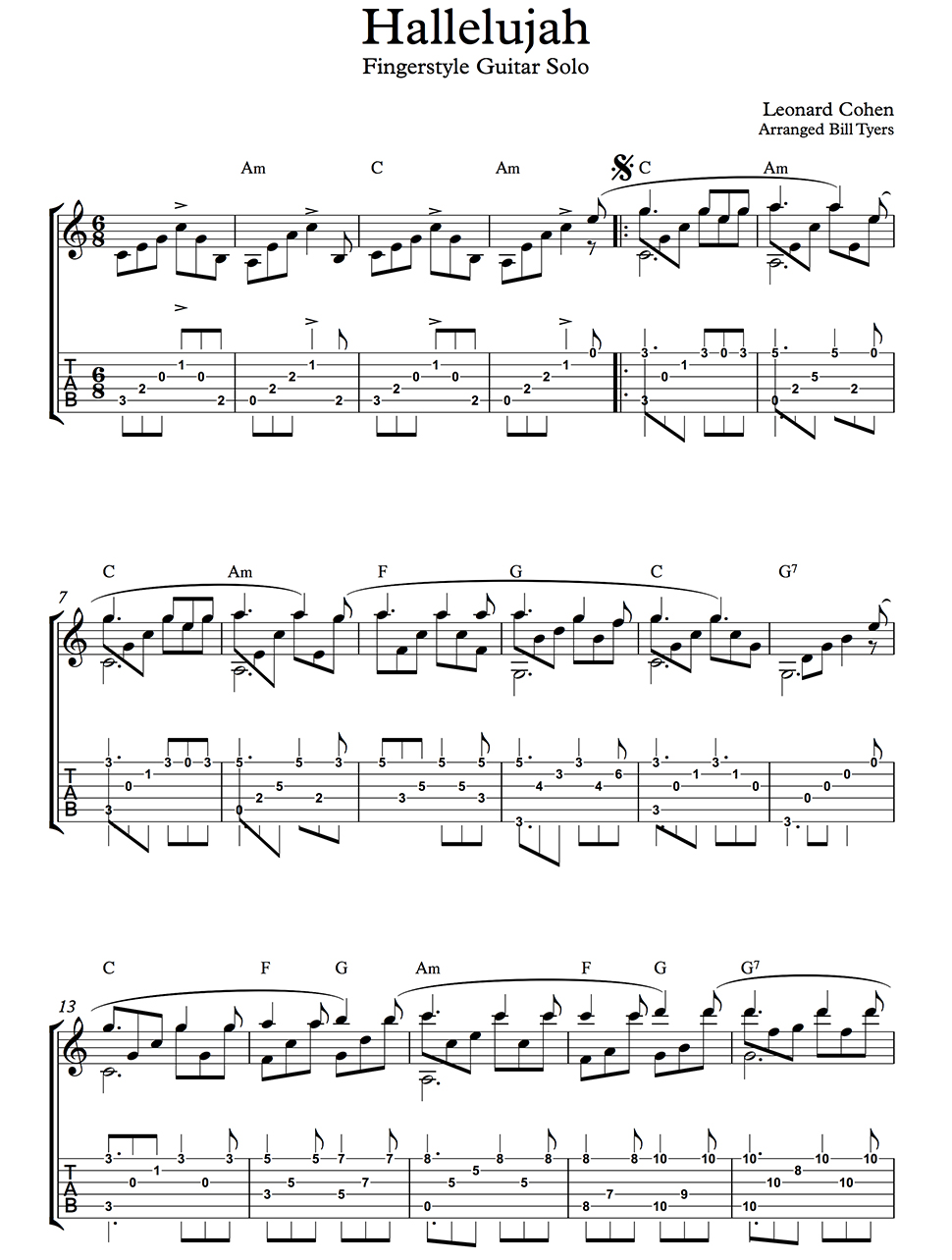 Hallelujah Chord Chart