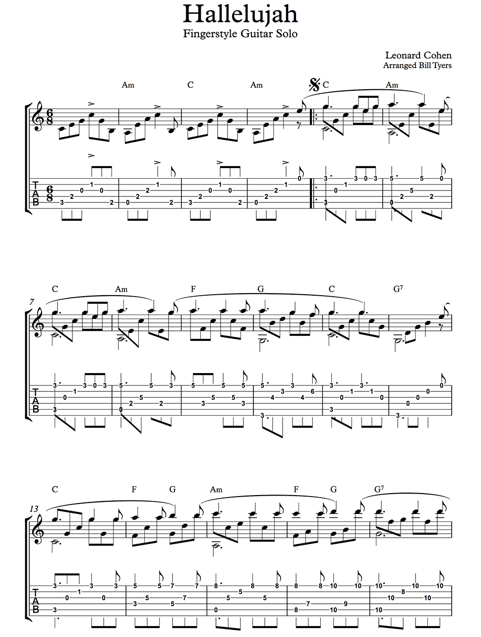 Hallelujah Chord Chart