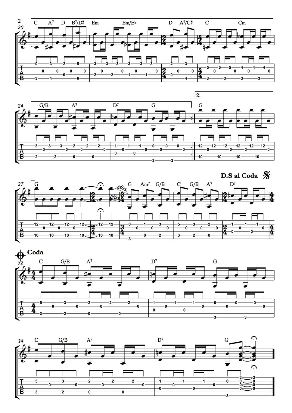 Más sueño Evaporar Blackbird" Guitar part as played by Beatles in Tab and Notation.