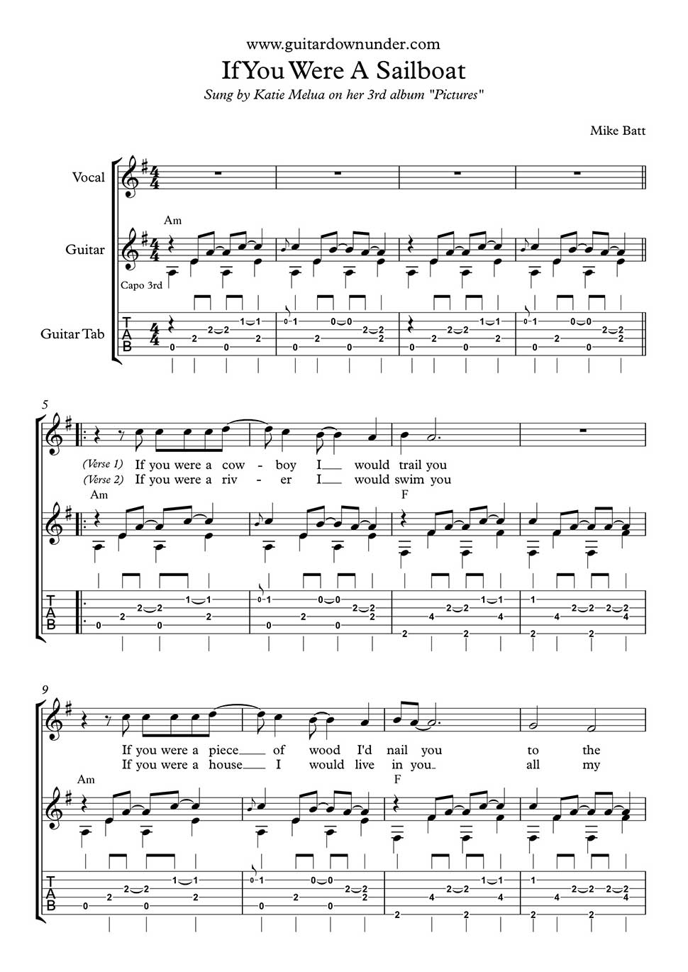 sailboat katie melua chords