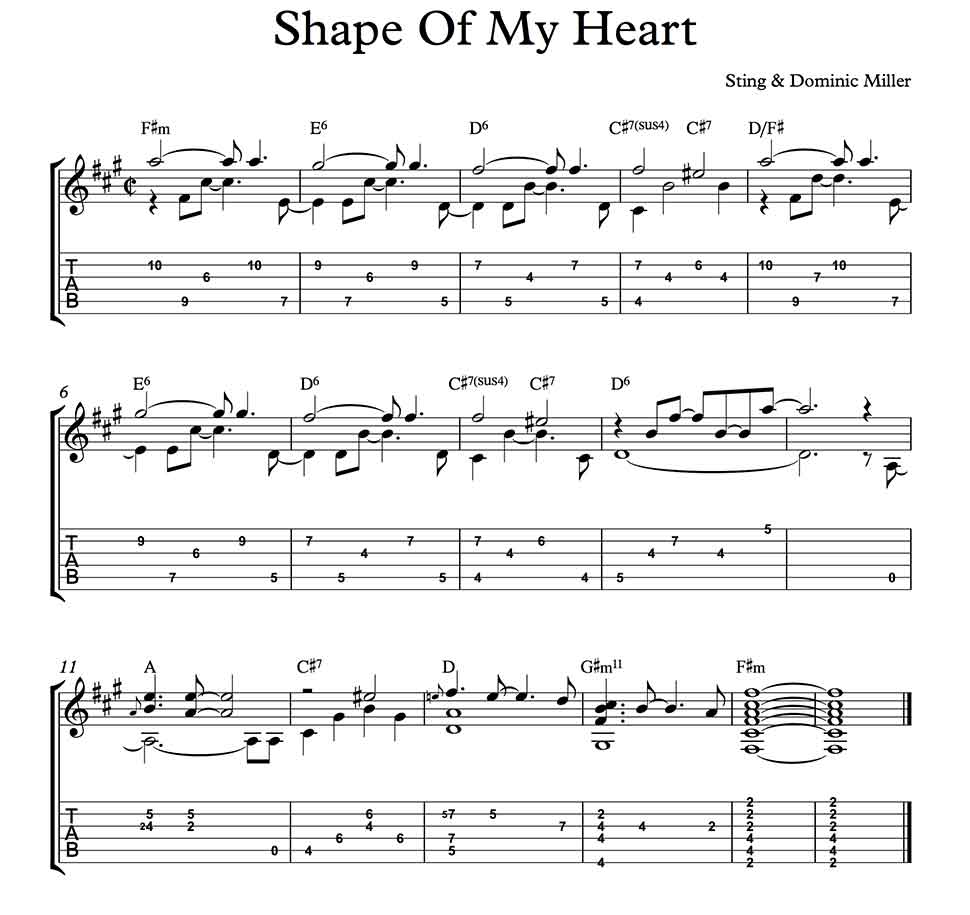 Shape Of My Heart By Sting Dominic Miller Fingerstyle Guitar Solo