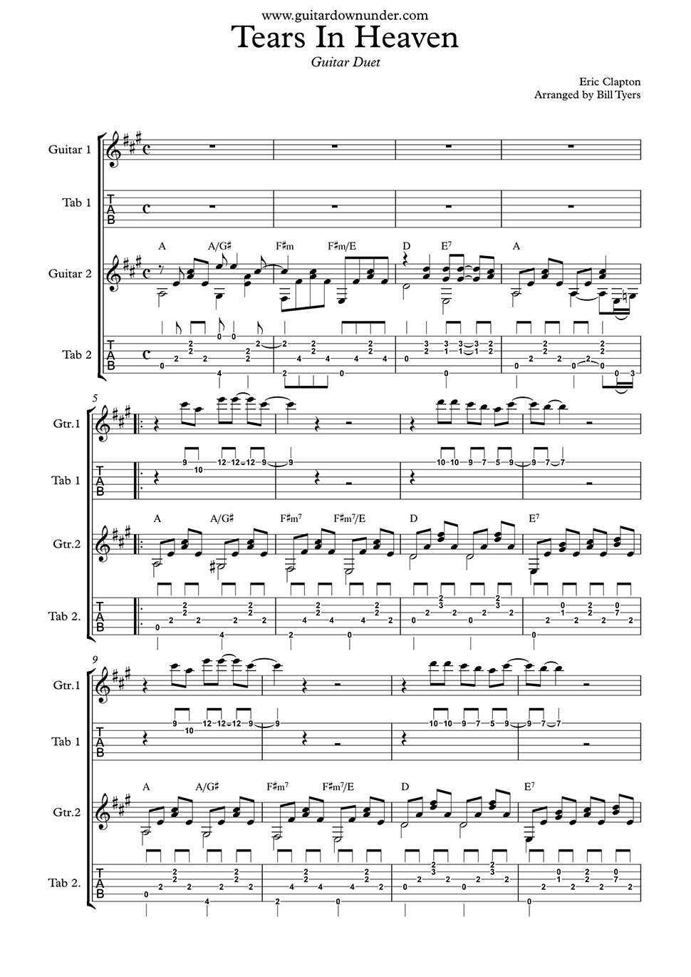 Tears in Heaven Tab by Eric Clapton (Guitar Pro) - Full Score