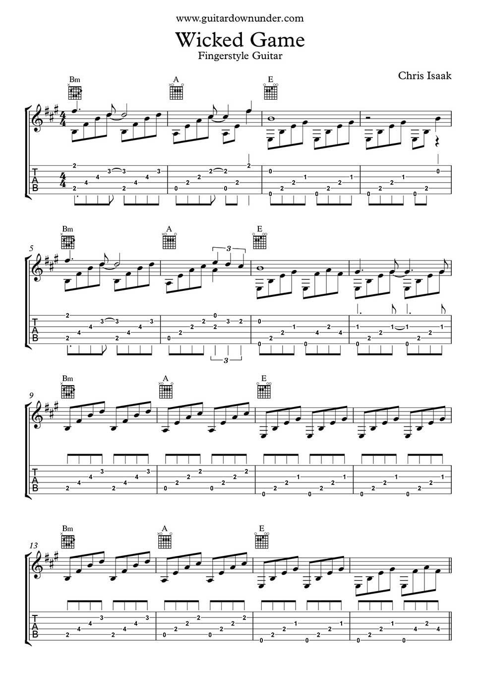 Wicked game tabs